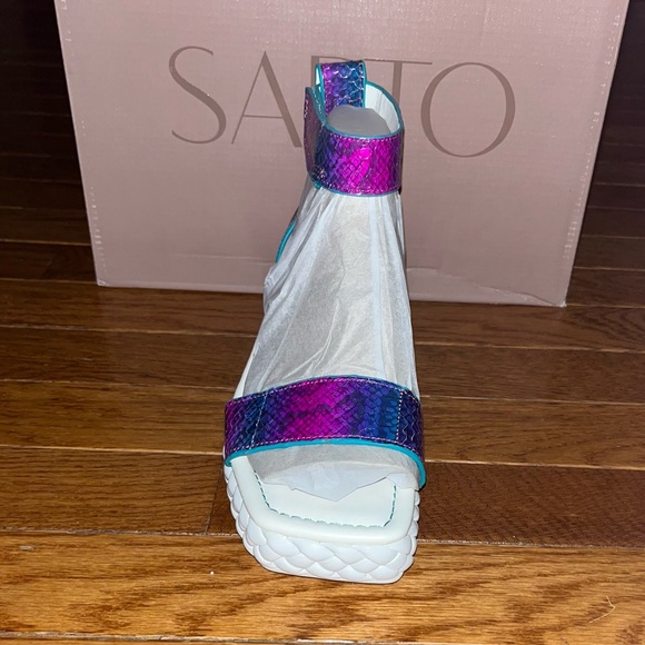 Franco Sarto Tiana Leather Ankle Strap Sandals Fuchsia & Blue Women’s Size 7 - Picture 6 of 11